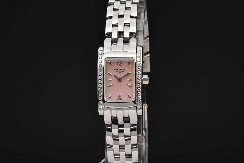 ロンジン L5.15.0 ドルチェヴィータ ベゼルダイヤモンド レディース SS クォーツ L963 ピンクシェル文字盤拍卖