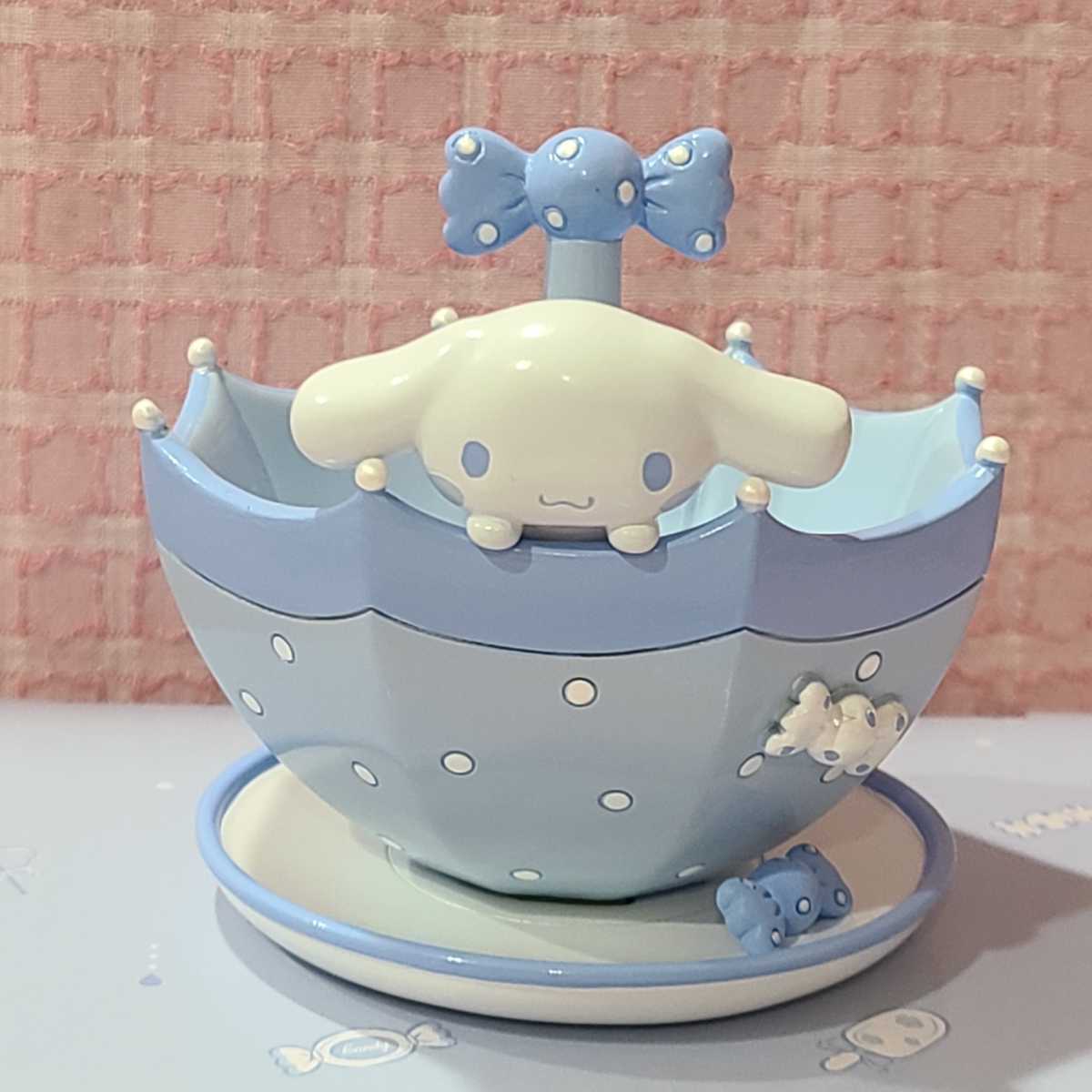 ●【サンリオ】シナモロール 小物入れ 空色 傘 陶器同等品 20th シナモン みるく リボン キャンディ 1Z0693kR709拍卖