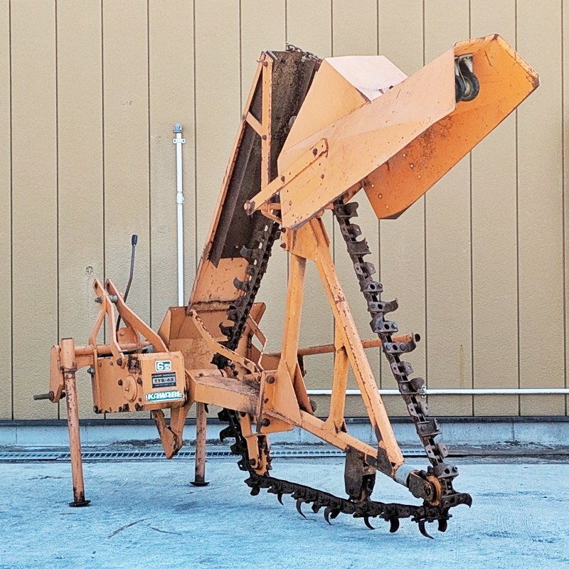 【栃木】カワベ ポートレンチャー TTS-43 FR-6 トレンチャー 6型 トラクター 掘り取り みぞほり 溝堀機 堀機 ごぼう 牛蒡 作業機 倉庫 中古拍卖