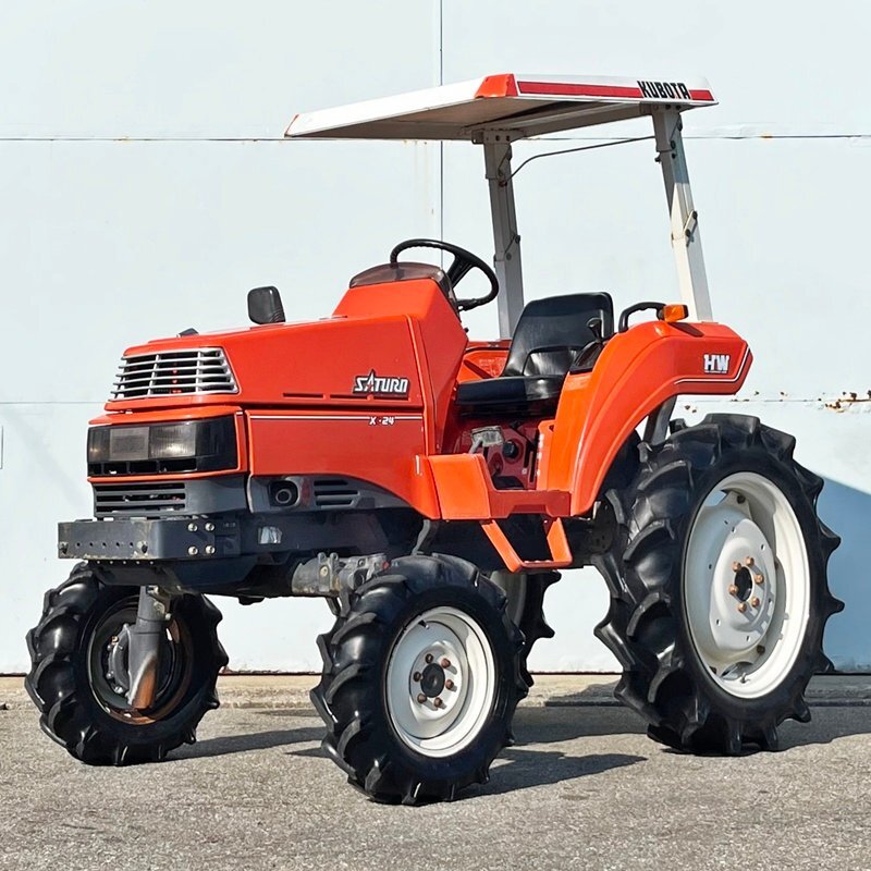 【富山】クボタ トラクター X-24 本体のみ 1018時間 ハイクリアランス仕様 4WD 24馬力 キャノピー パワステ けん引 軽油 倉庫内保管 中古拍卖
