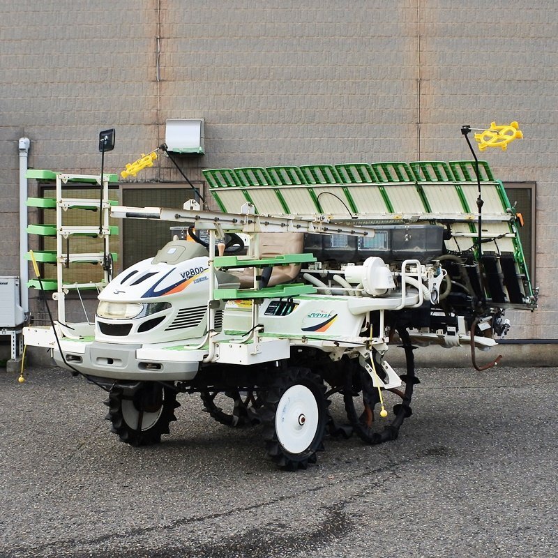 【山形】ヤンマー 田植機 VP80D 730h 8条植 田植え機 ディーゼル 施肥機 除草散布機 稲 田植 パワステ ダブルタイヤ 水田 稲作 東北 中古拍卖