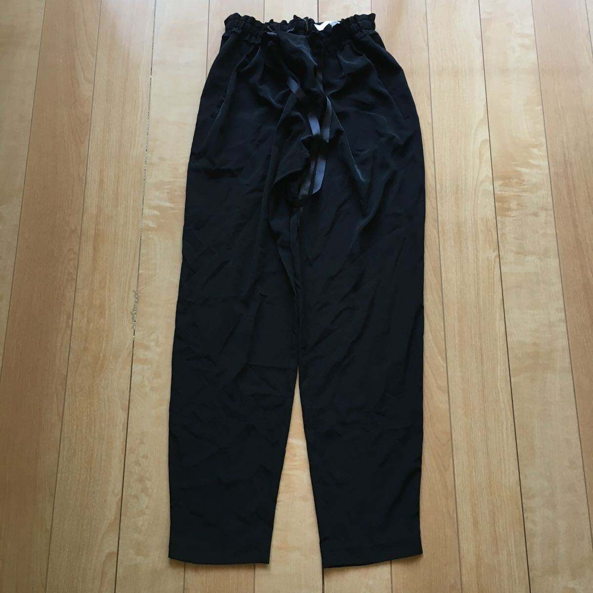 ザラベーシック ウエストギャザーパンツ 245-1-12 レディース ブラック リボン拍卖