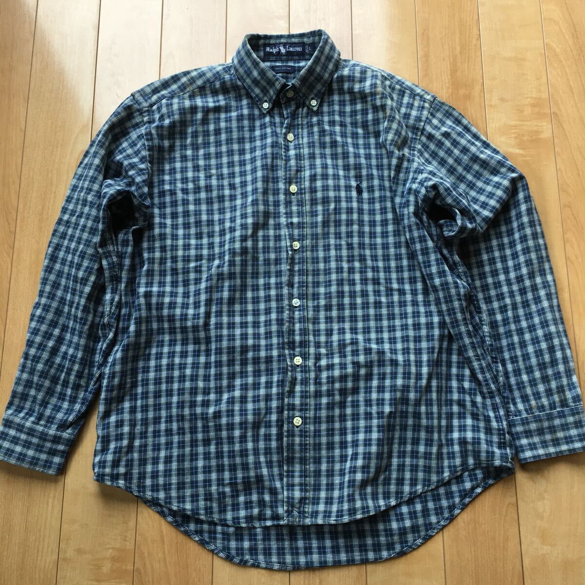ラルフローレン ボタンダウンシャツ 258-1-9 メンズ L ブルー チェック ラルフ拍卖