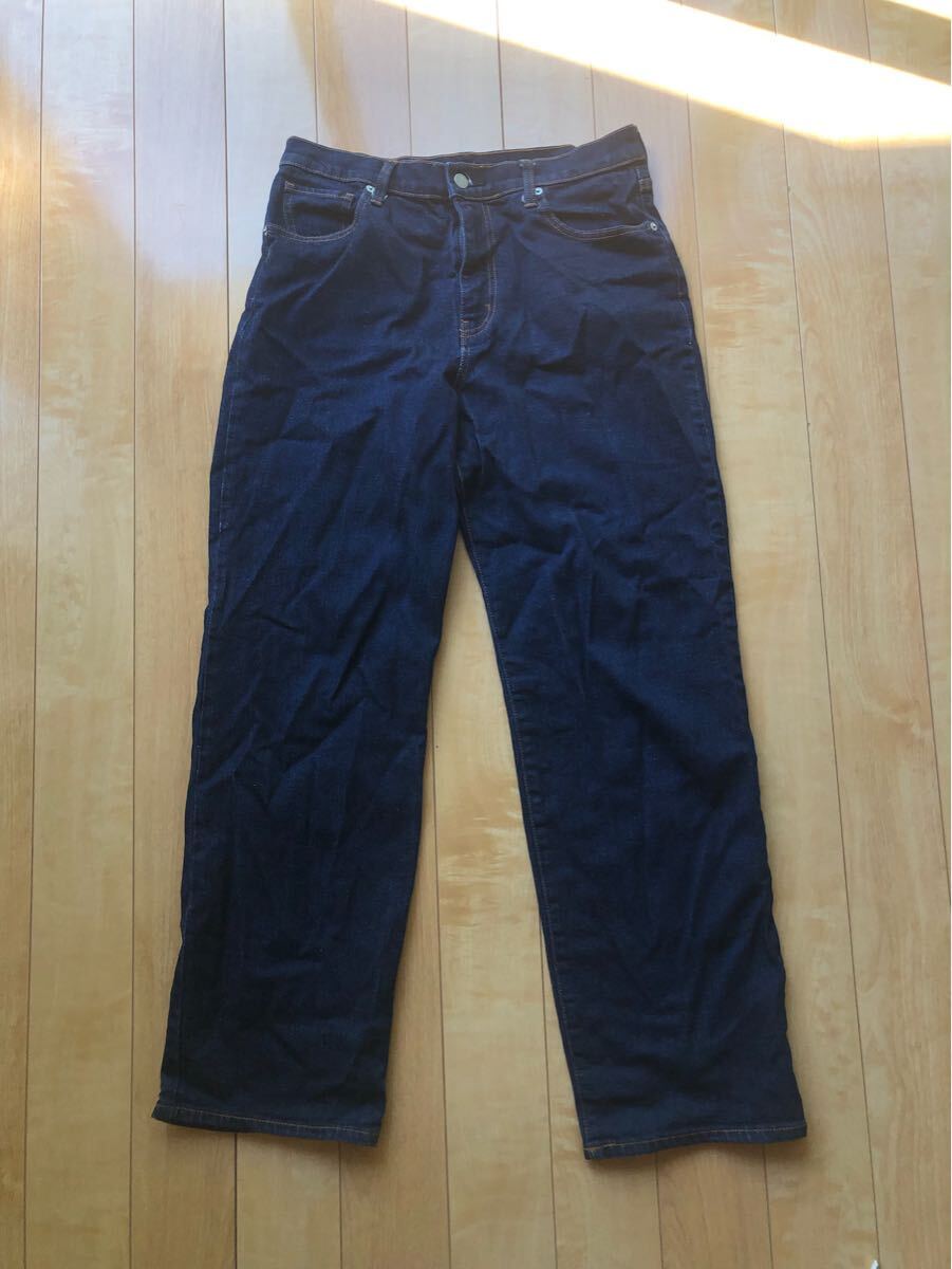 無印良品 リラックスワイドデニム 245-1-57 レディース ネイビー拍卖
