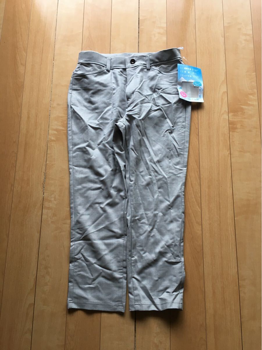タグ付き 日本織物中央卸商業組合連合会 チェックパンツ 248-1-31 グレー L 接触冷感 速乾拍卖