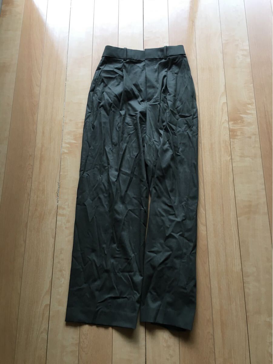 ユニクロ タックワイドパンツ 250-1-1 レディース S カーキ拍卖