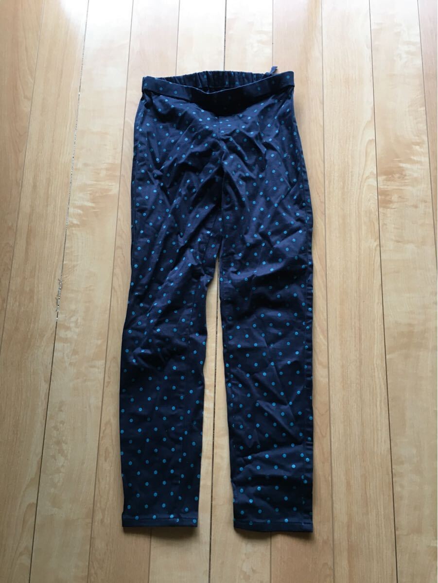 ユニクロ イージープリントレギンスパンツ 250-1-3 レディース S ネイビー ドット拍卖
