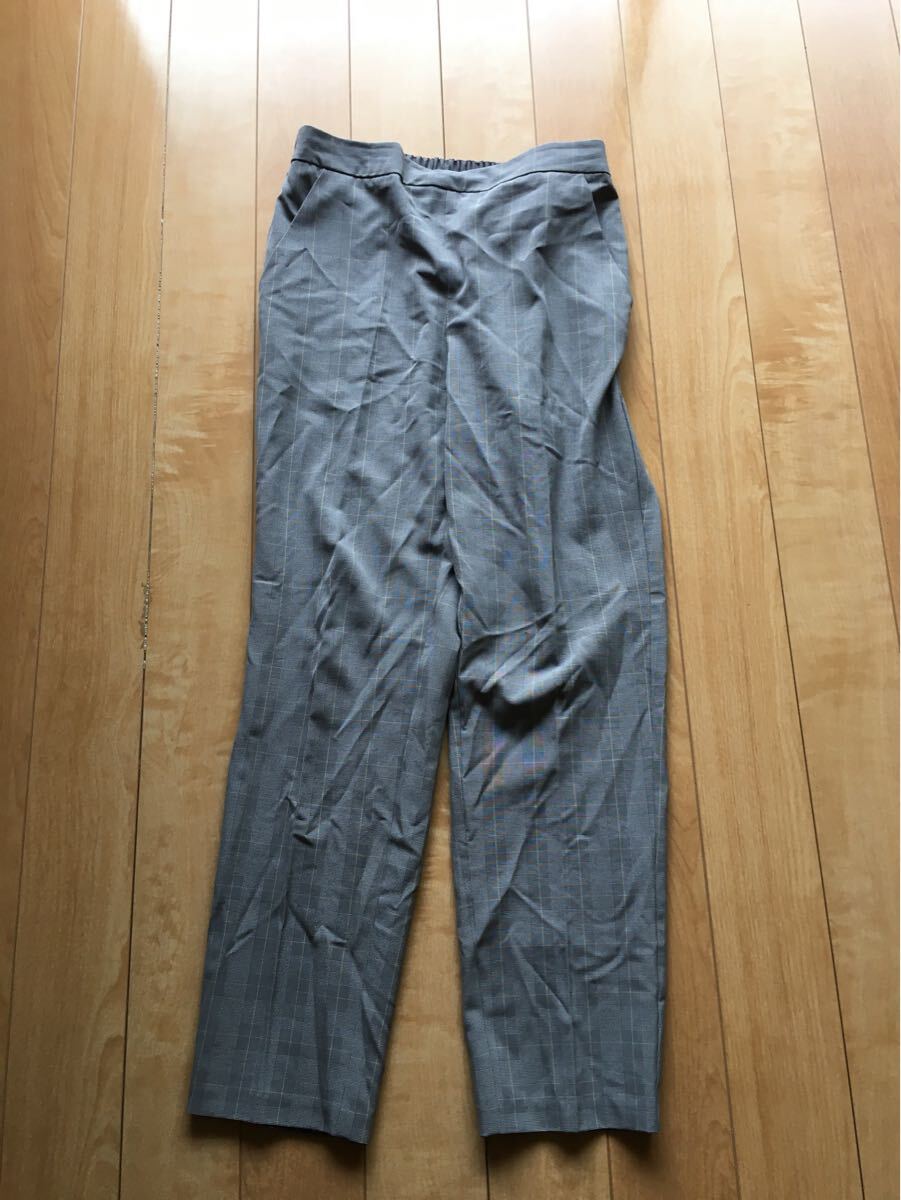 ジーユー ストレッチテーパードパンツ 252-1-9 レディース XL グレー チェック拍卖