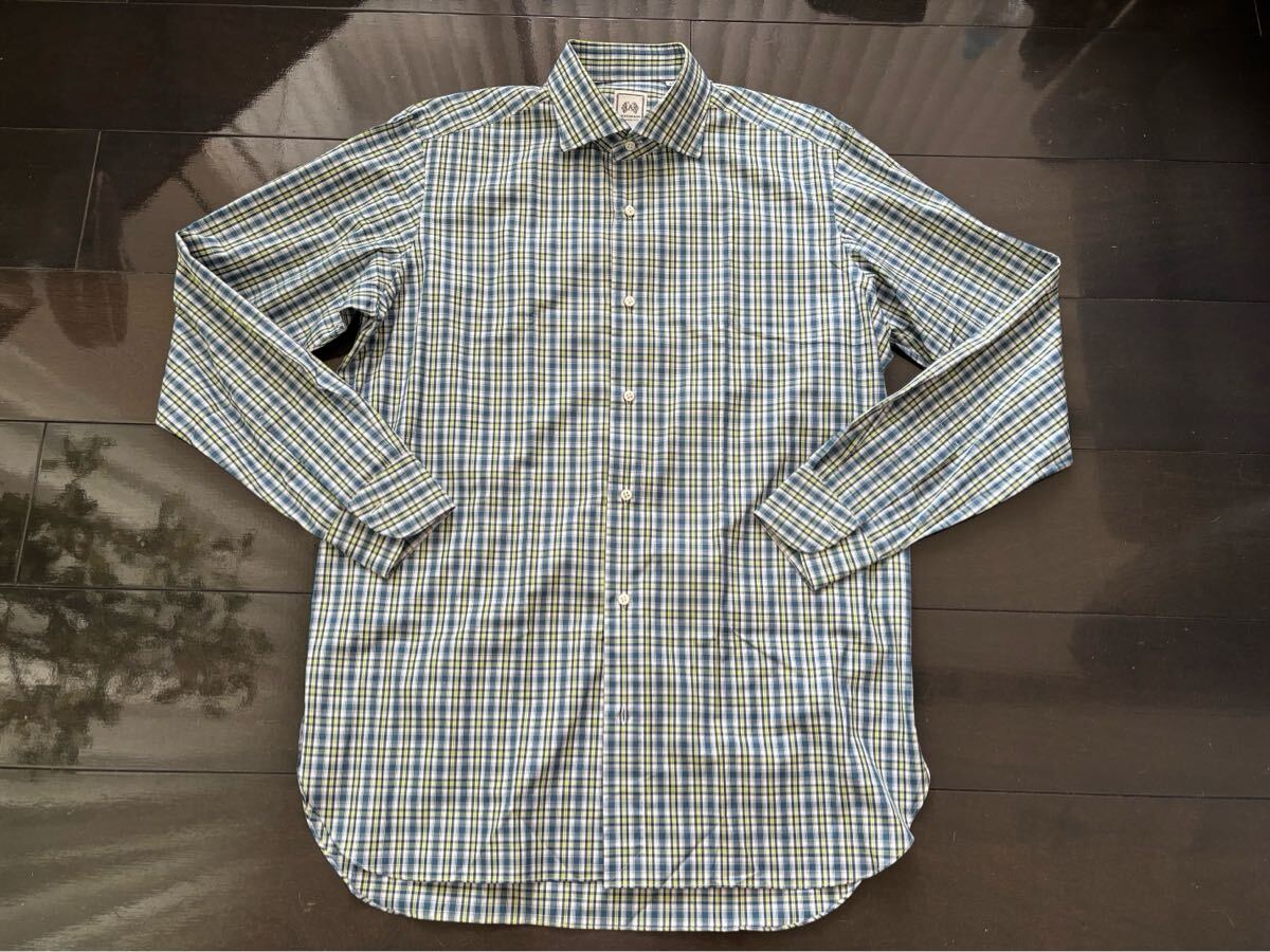 試着のみ ほぼ新品 SOVEREIGN ソブリン チェック柄 コットン素材長袖ドレスシャツ size41 アローズ購入拍卖