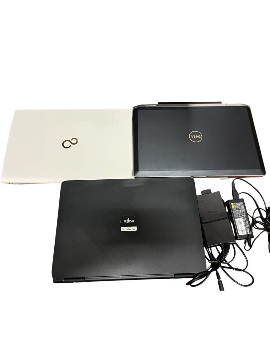 3台 通電確認 ジャンクノートPC DELL E6520 latitude FUJITSU LIFEBOOK FMV A45SWP AH45/S A8290 FMVNA1CG 部品取り デル Latitude まとめ拍卖
