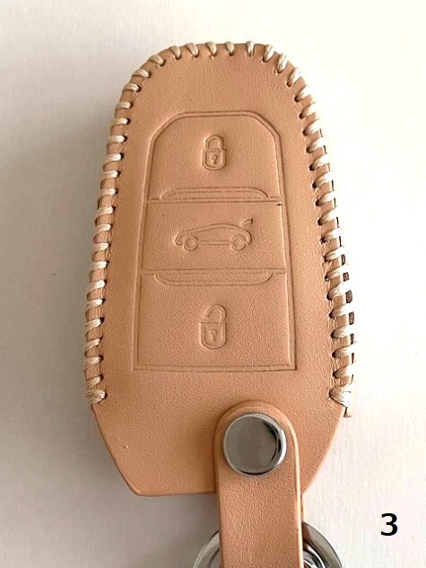 牛革ジャストに収まる プジョー スマートキーケース シトロエン ベージュ色 3拍卖