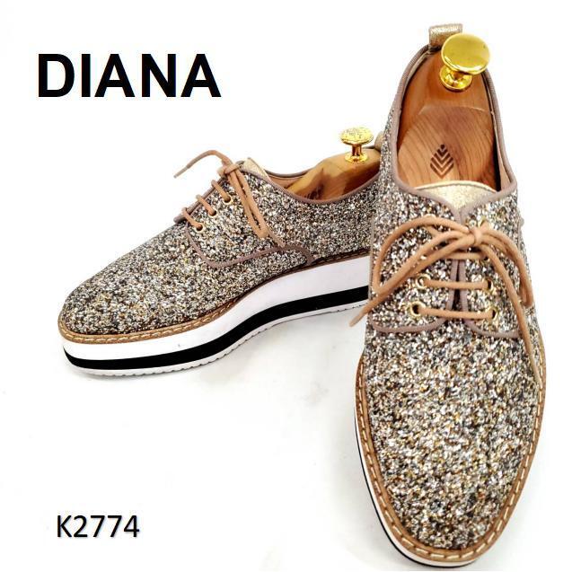 ダイアナ 美品 厚底 グリッター レースアップ 22cm オックスフォード拍卖