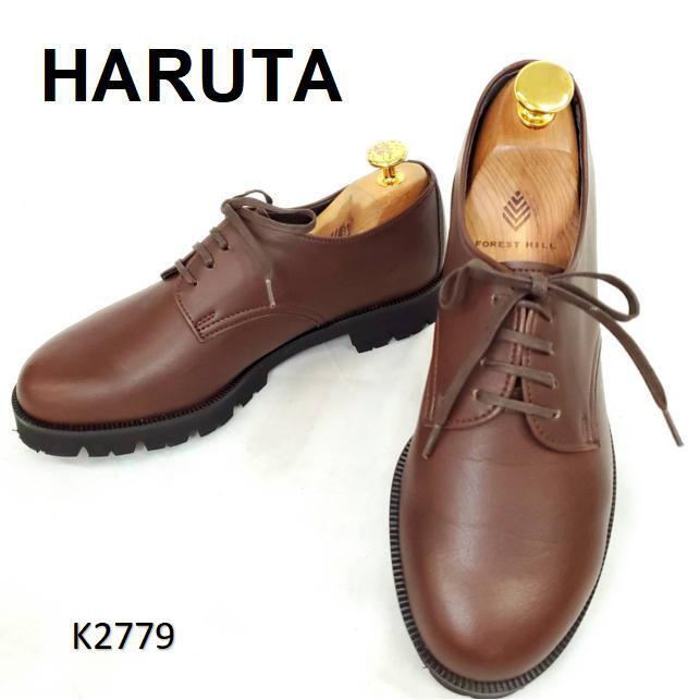 ハルタ 極美品 外羽根 プレーン レザー ローファー 23cm ダークブラウン拍卖