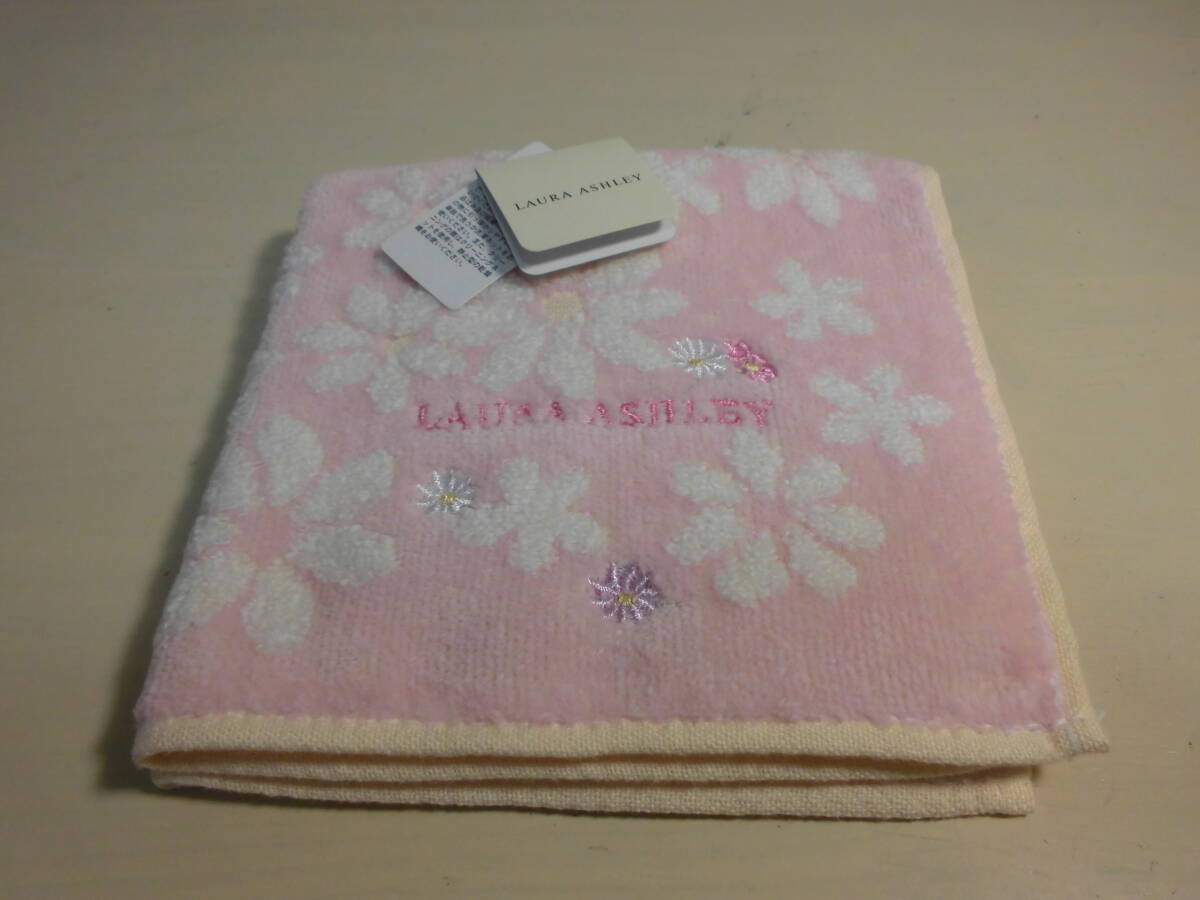 送料140円~ LAURA ASHLEY ローラアシュレイ タオルハンカチ 花柄 刺繍 ピンク no240601拍卖