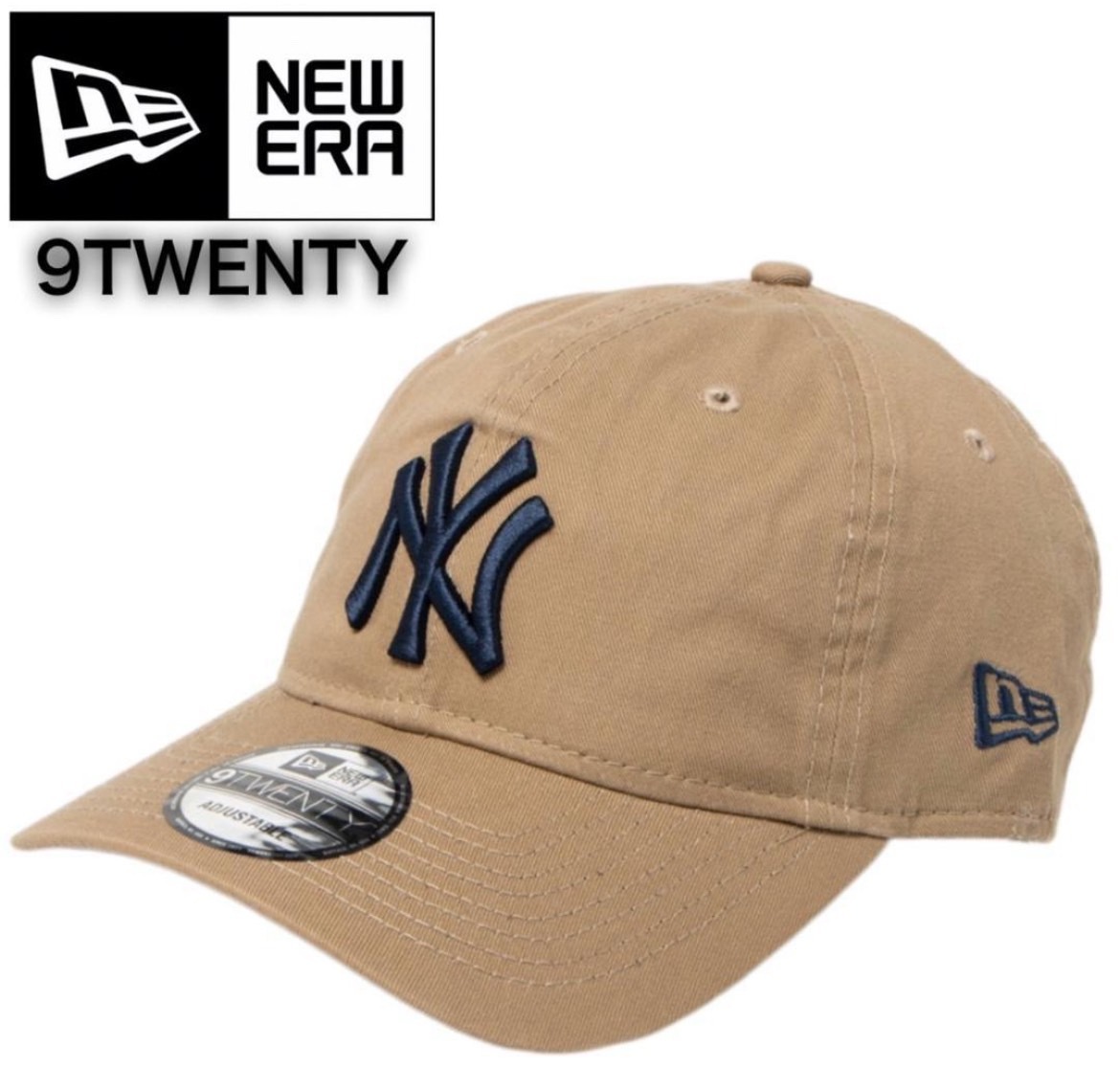 ニューエラ キャップ 帽子 9TWENTY コットンキャップ 柔らか ヤンキース カーキ×ブラック クロスストラップ MLB NEWERA 9TWENTY 新品拍卖