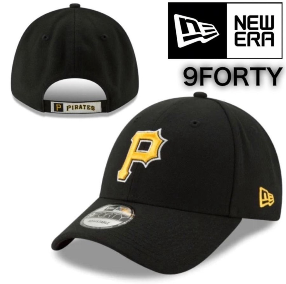 ニューエラ キャップ 帽子 ナインフォーティ パイレーツ ブラック ベースボールキャップ MLB ベルクロ 男女兼用 NEWERA 9FORTY 新品拍卖