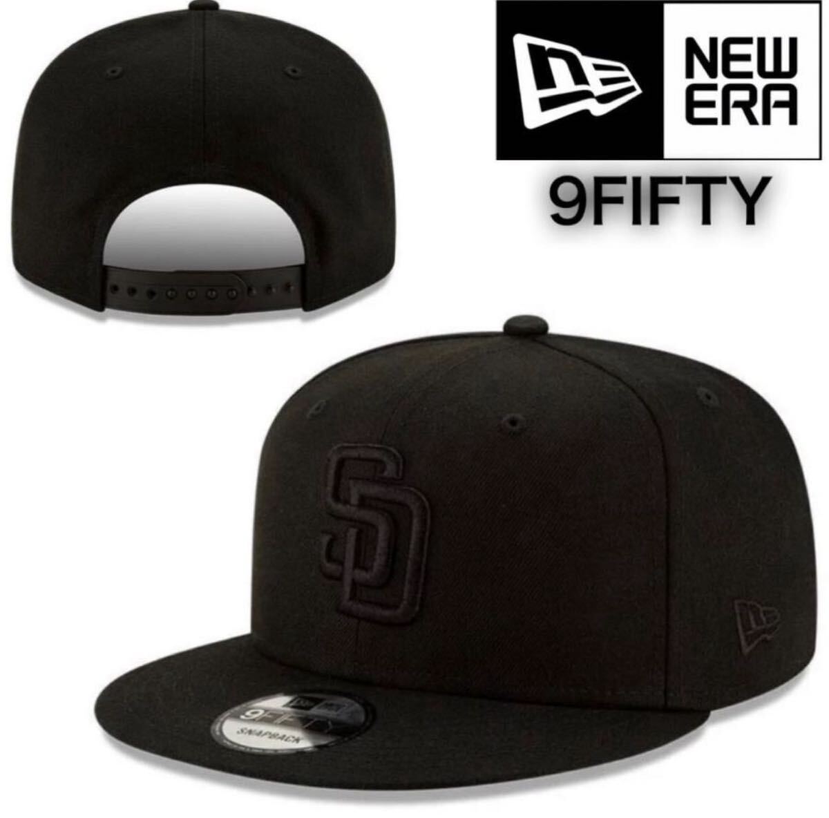 ニューエラ キャップ 帽子 9FIFTY パドレス ブラック×ブラック 950 ワンサイズ MLB 黒 スナップバック 男女 NEWERA 9FIFTY CAP 新品拍卖