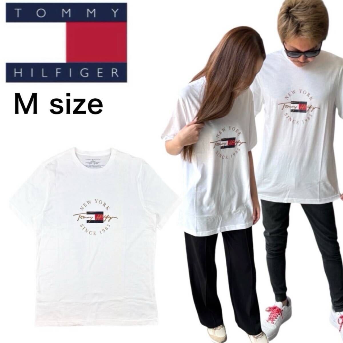 トミーヒルフィガー トップス 半袖 Tシャツ 09T4510 ホワイト Mサイズ クルーネック 男女兼用 TOMMY HILFIGER S/S CREW NECK 新品 拍卖