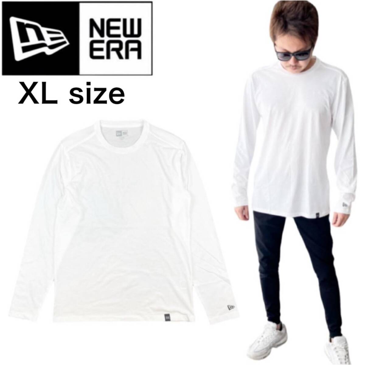 ニューエラ 長袖Tシャツ NEA102 ホワイト XLサイズ メンズ レディース クルーネック 男女兼用 NEWERA HERITAGE BLEND LONG SLEEVE 新品拍卖