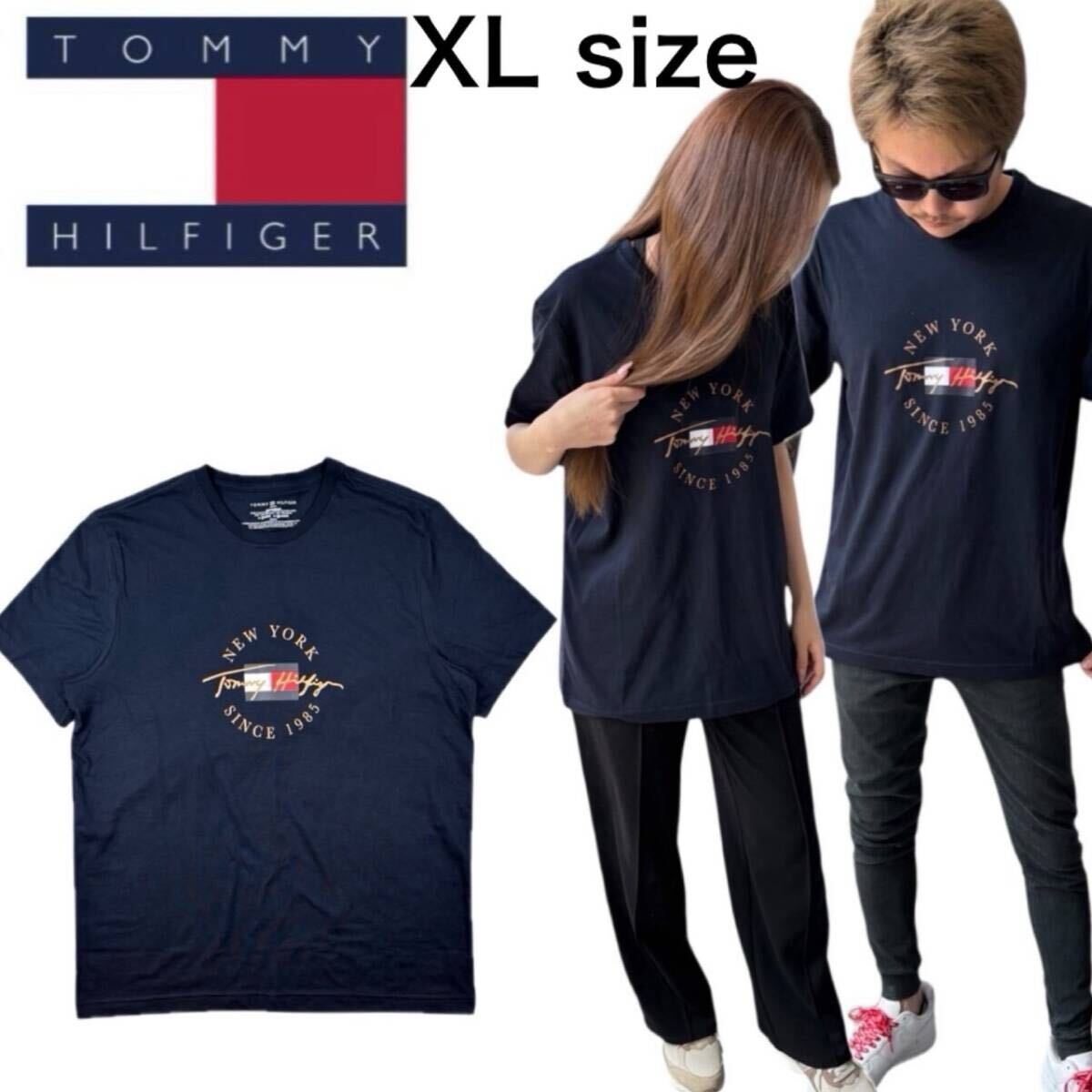 トミーヒルフィガー トップス 半袖Tシャツ 09T4510 ネイビー XLサイズ クルーネック メンズ レディース TOMMY HILFIGER S/S CREW NECK 新品拍卖