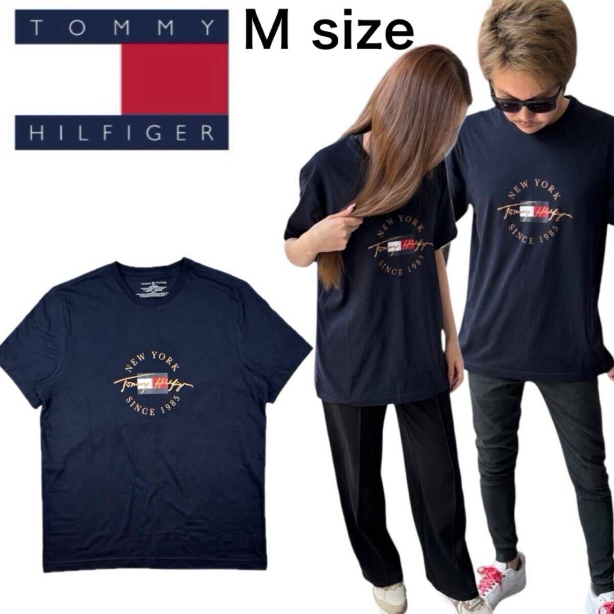 トミーヒルフィガー トップス 半袖 Tシャツ 09T4510 ネイビー Mサイズ クルーネック メンズ レディース TOMMY HILFIGER S/S CREW NECK 新品拍卖