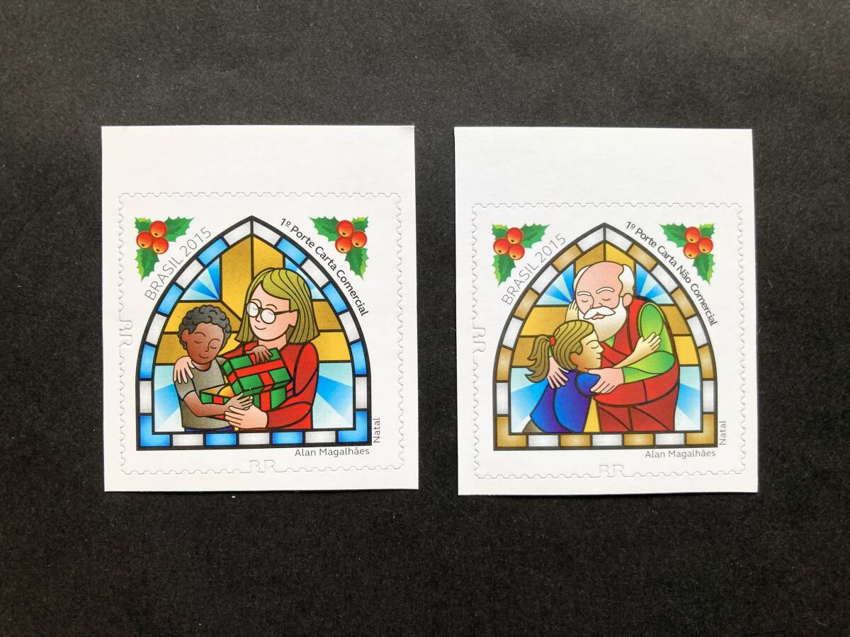 外国切手: ブラジル切手 「クリスマス 2015」シール式 2種完 未使用拍卖