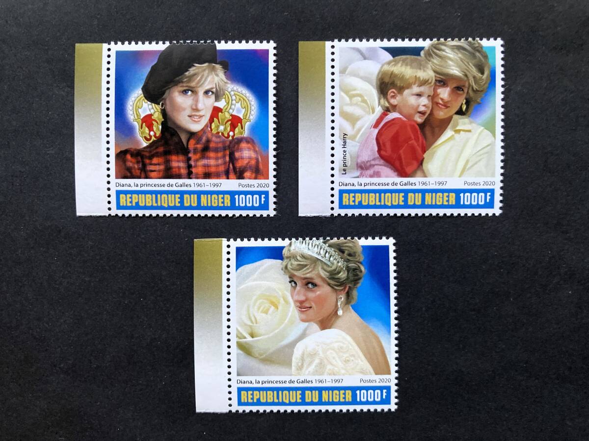外国切手: ニジェール切手 「ダイアナ元妃」3種完 未使用拍卖