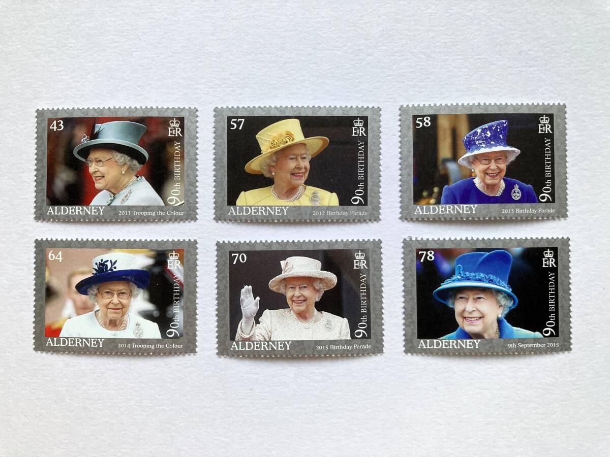 外国切手: (イギリス王室属領)オルダニー島切手 「エリザベス2世90歳誕生日」 6種完 未使用拍卖