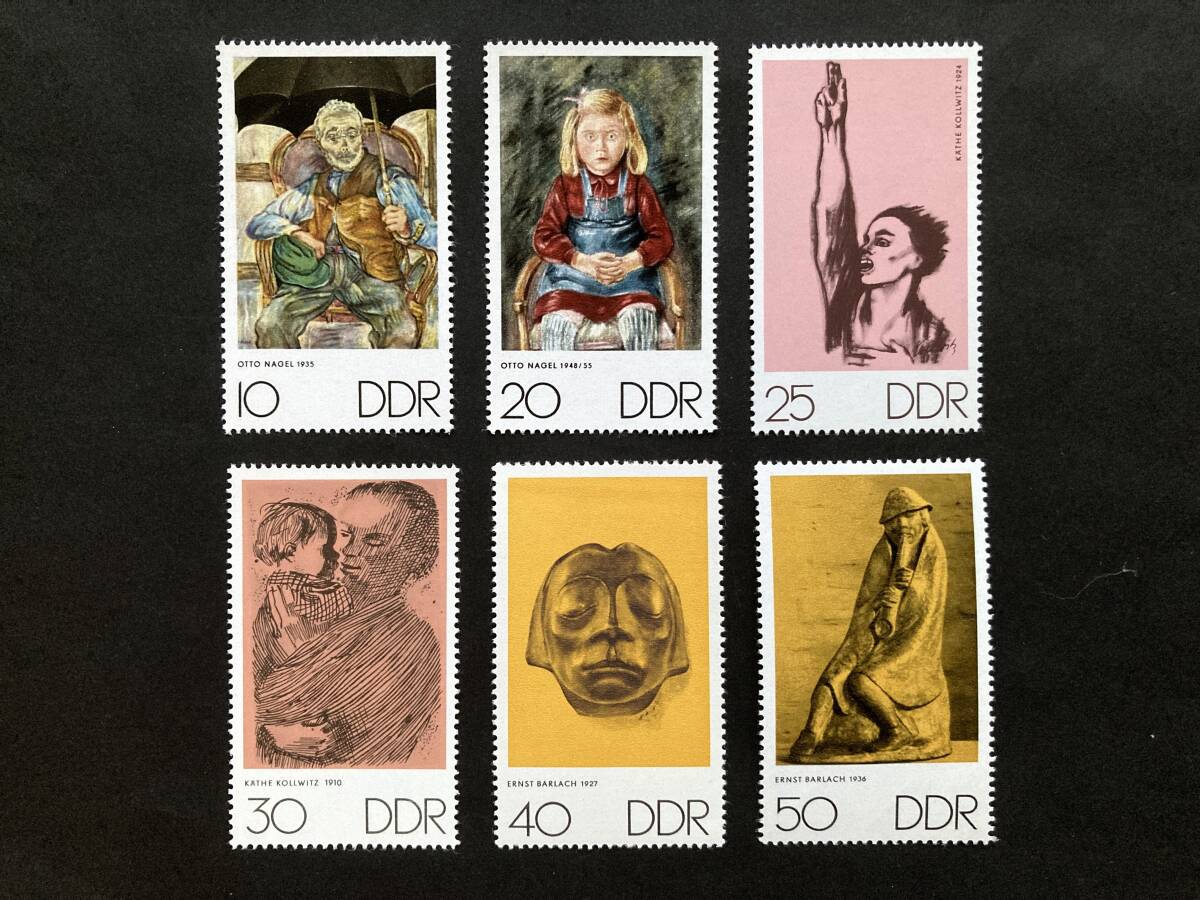 外国切手: 東ドイツ切手 「アートウィーク」(オットー・ナーゲル ほかの作品)6種完 未使用拍卖