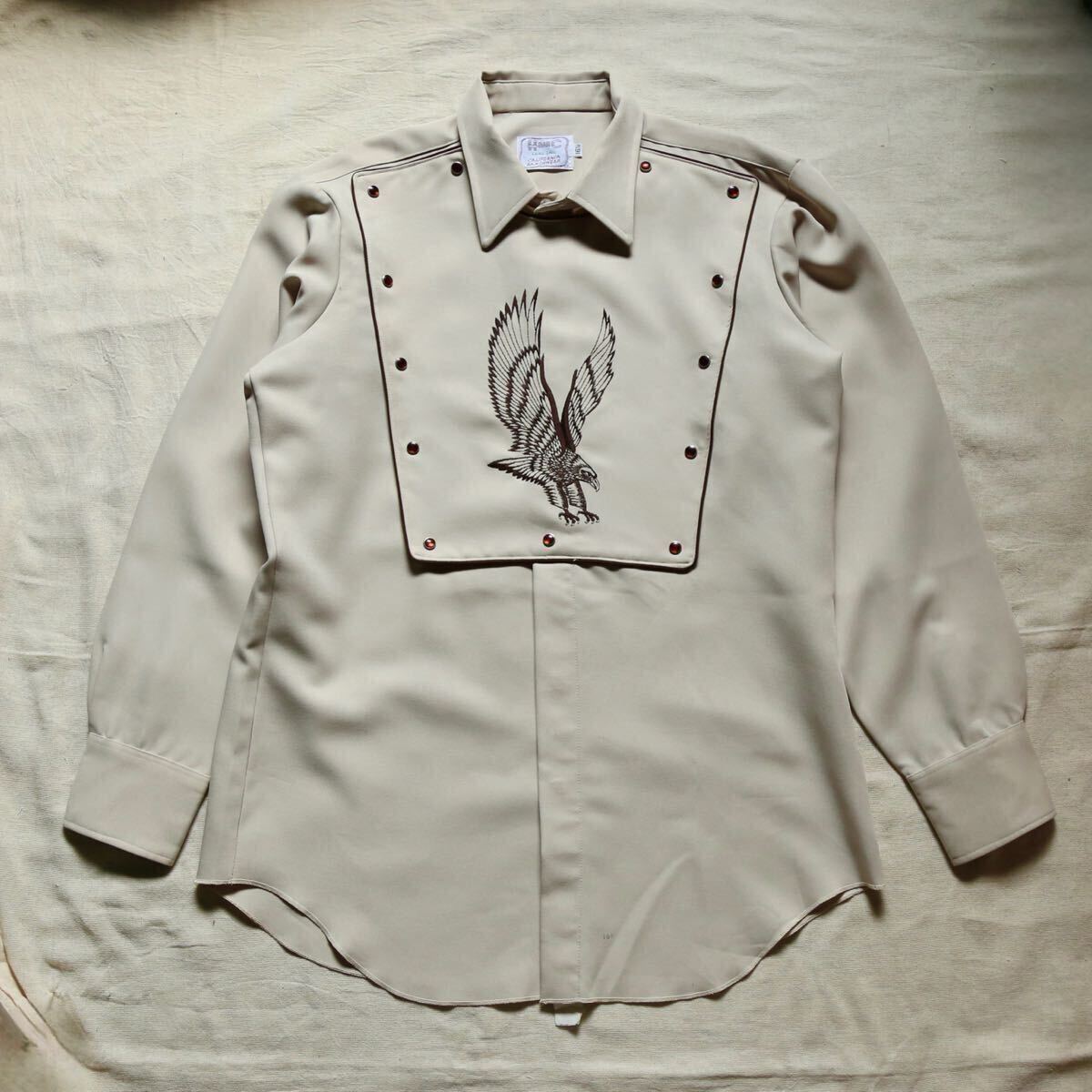 HBARC 70s vintage エイチバーシー LONG TAIL ウエスタンシャツ 長袖シャツ 刺繍 鷲 70年代 ヴィンテージ ビンテージ 古着 16 2/1サイズ 拍卖