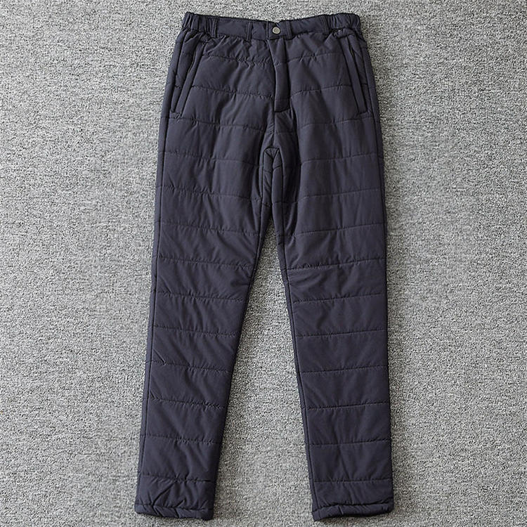 Y6523-L ネイビー 新品 中綿パンツ ストレートパンツ キルティング 冬 裏起毛 保暖 極地防寒 厚手 防静電 ウエストゴム メンズ ビジネス拍卖