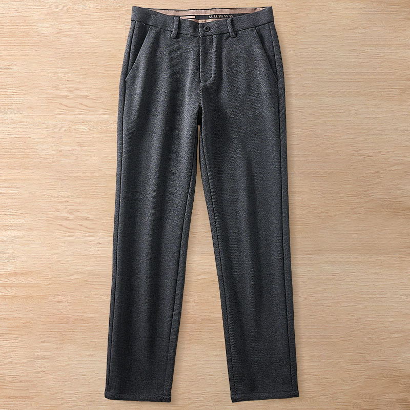 Y6377-2XL ダークグレー 新品 ウール混 ノーアイロン イージーパンツ 秋冬 暖かい 防寒 厚手 通勤 綿 ストレートパンツ メンズ ビジネス拍卖