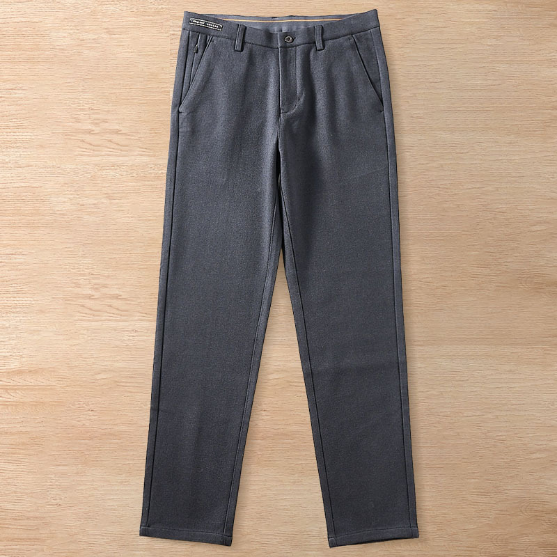 Y6382-XL グレー 新品 ウール混 テンセル混 ストレートパンツ 秋冬 防寒 厚手 ノーアイロン ストレッチ メンズ ビジネス拍卖