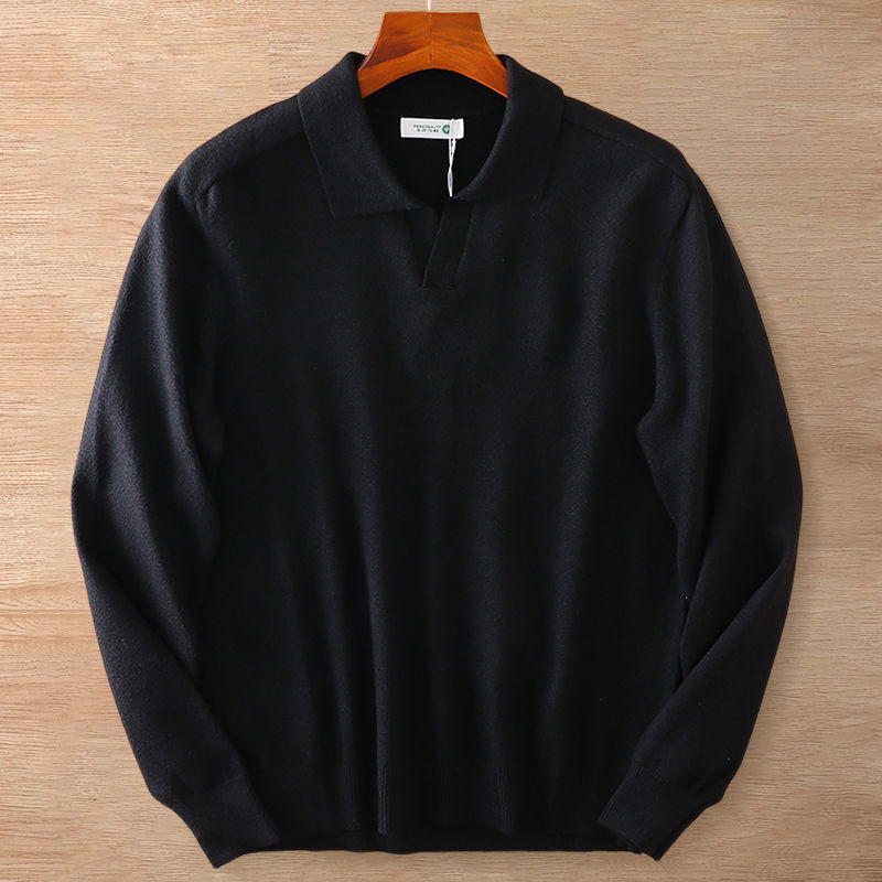 Y6446-3XL ブラック 新品 ニット セーター ウール混 スキッパー ふんわり ウォッシュ加工 暖かさ 秋冬 厚手 ビジネス メンズ トップス拍卖