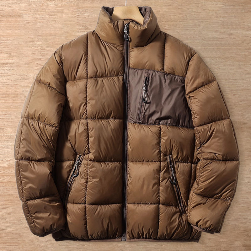 Y6468-3XL ブラウン 新品 中綿ジャケット 欧米サイズ キルティング 中綿入りアウター 立ち襟 撥水 防風 暖かい 防寒 厚手 秋冬 メンズ拍卖