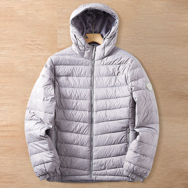 Y6478-2XL グレー 新品 ダウンジャケット キルティング 撥水 軽量 防風 暖かい 防寒 厚手 フード付き ビジネス メンズ トップス アウター拍卖