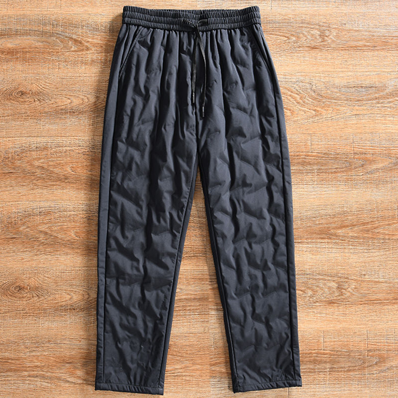 Y6481-L ダークグレー 新品 ダウンパンツ ストレートパンツ ウエストゴム ダックダウン 極地防寒 撥水 厚手 メンズ ビジネス カジュアル拍卖