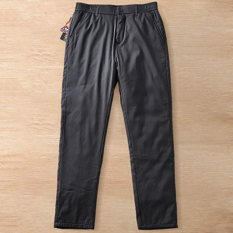 Y6482-L ブラック 新品 ダウンパンツ ストレートパンツ ダックダウン 冬 極地防寒 膝部分補強 厚手 防静電 ウエストゴム メンズ ビジネス拍卖