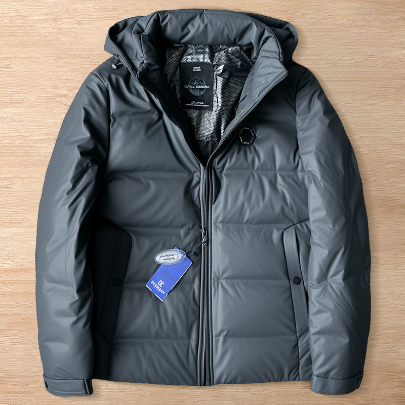 Y509-3XL ダークグレー 新品DCKMANY ダウンジャケット キルティング 冬 防風 撥水 保温 防寒 厚手 フード取り外し可能 アウター メンズ拍卖