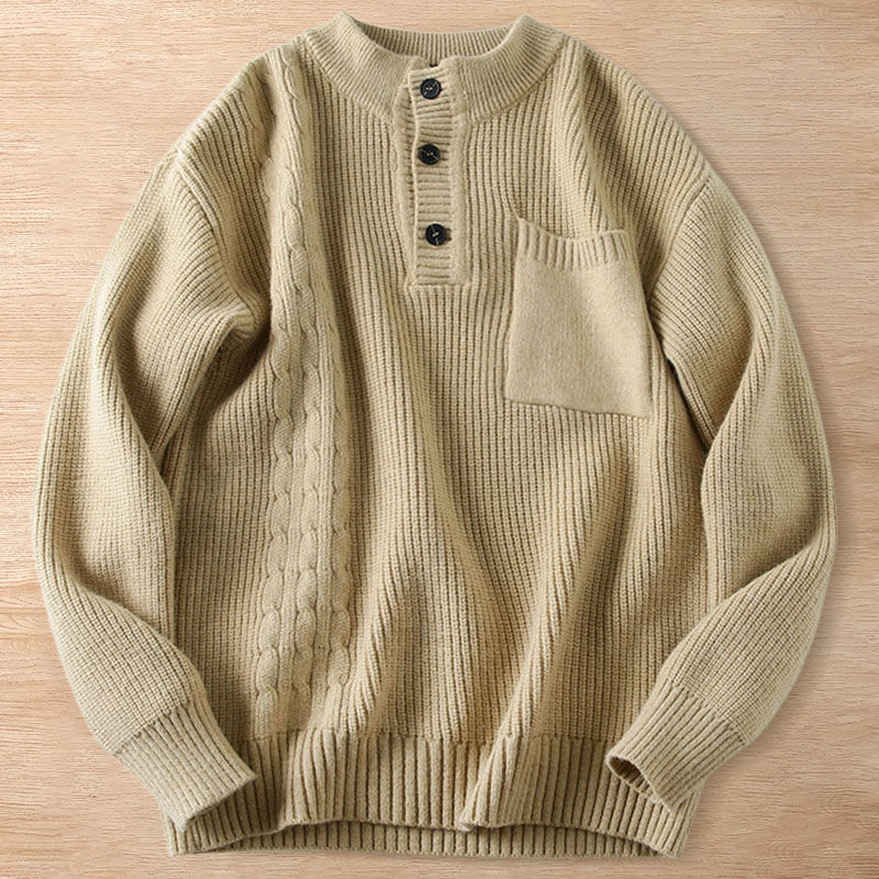 Y6499-2XL カーキ 新品DCKMANY セーター ローゲージニット ウール混 ふんわり 暖かい 防寒 厚手 秋冬 通勤 ゆったり メンズ トップス拍卖