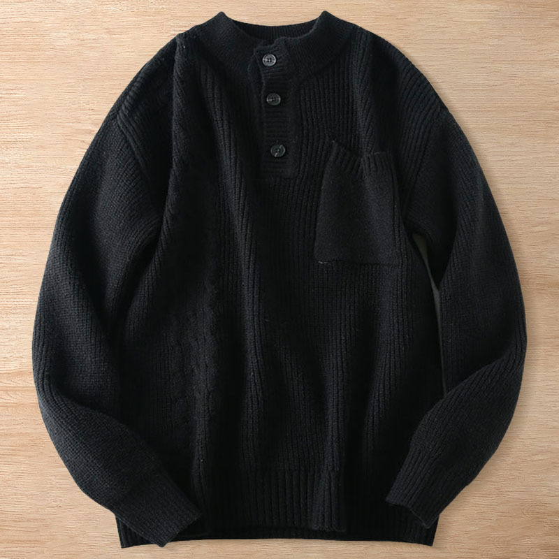 Y6502-M ブラック 新品DCKMANY セーター ローゲージニット ウール混 ふんわり 暖かい 防寒 厚手 秋冬 通勤 ゆったり メンズ トップス拍卖