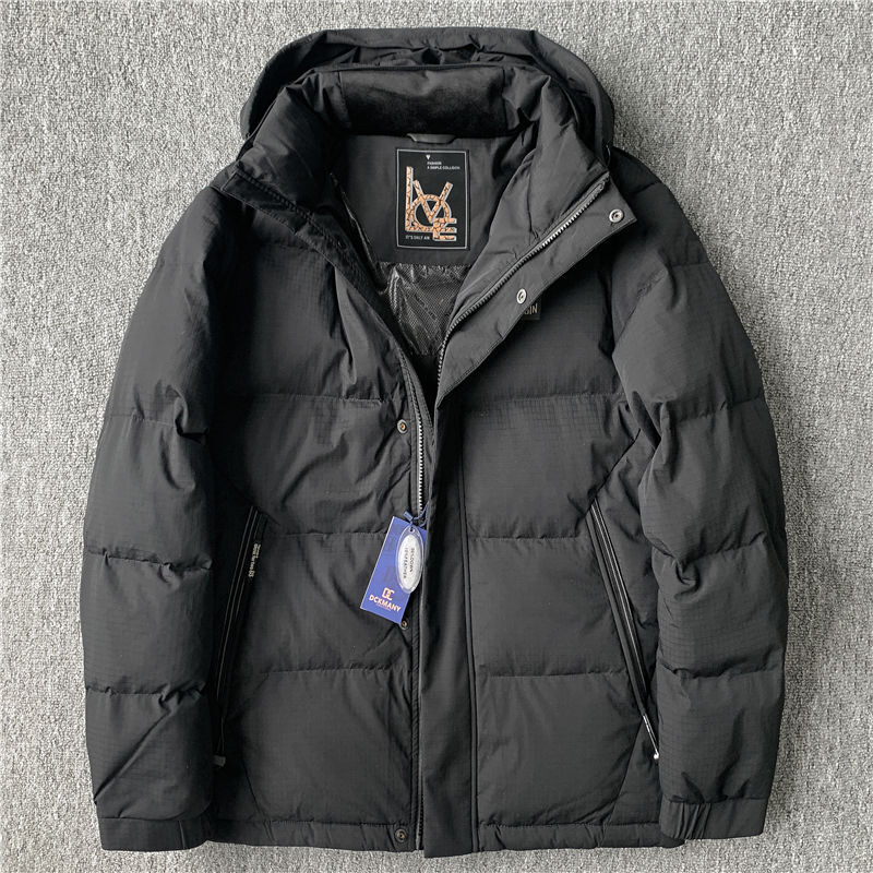 Y537-XL ブラック新品DCKMANY ダウンジャケット 高品質ダックダウン ショート丈 暖かい 防風防寒 厚手 冬 アウター メンズ リップストップ拍卖