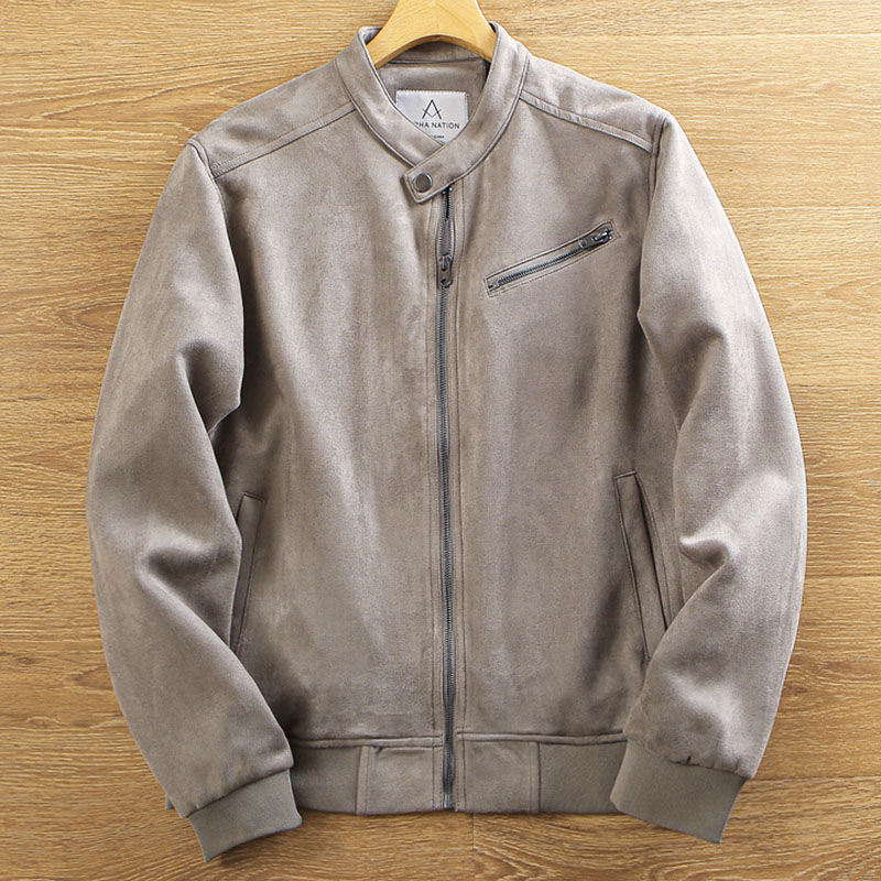 Y6503-M カーキ 新品 スエードジャケット 暖かさ 秋 通気 撥水 防風 ジップアップ 立ち襟 ブルゾン ストレッチ メンズ アウター トップス拍卖