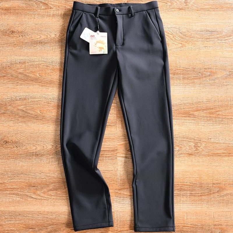 Y6532-M ネイビー 新品 ストレートパンツ ウール混 スラックス 秋冬 防寒 厚手 ノーアイロン ストレッチ メンズ ビジネス カジュアル拍卖