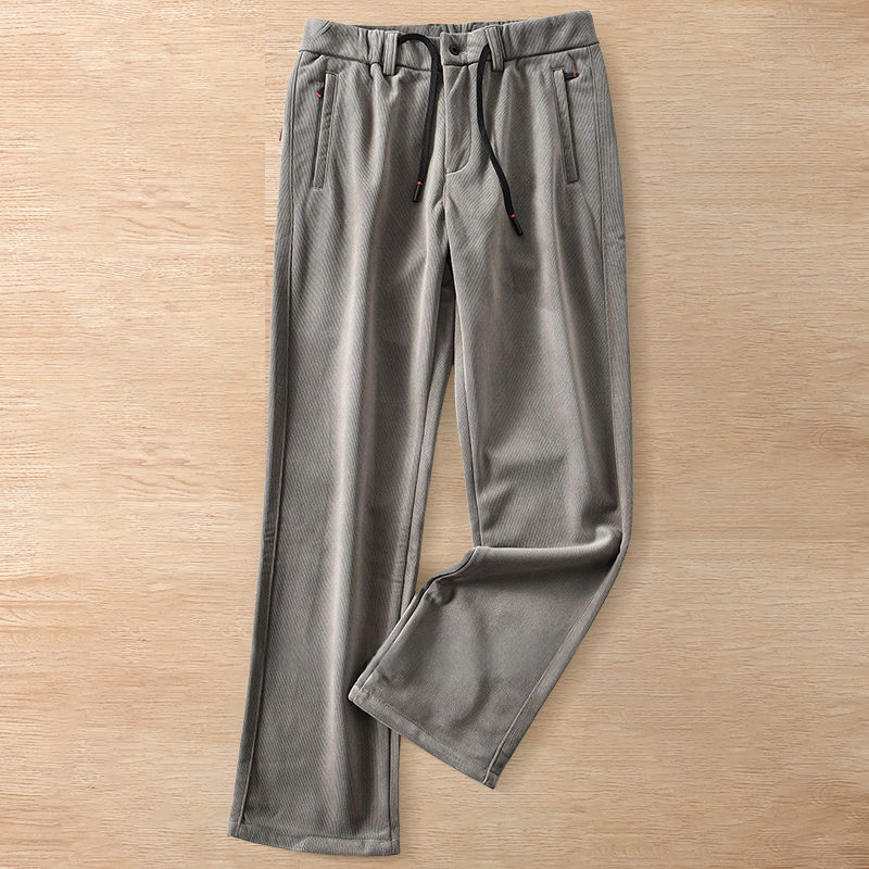 Y6535-M カーキ 新品 ストレートパンツ イージーパンツ 裏起毛パンツ ウール混 シルケット 秋冬 防寒 厚手 ノーアイロン ストレッチ メンズ拍卖