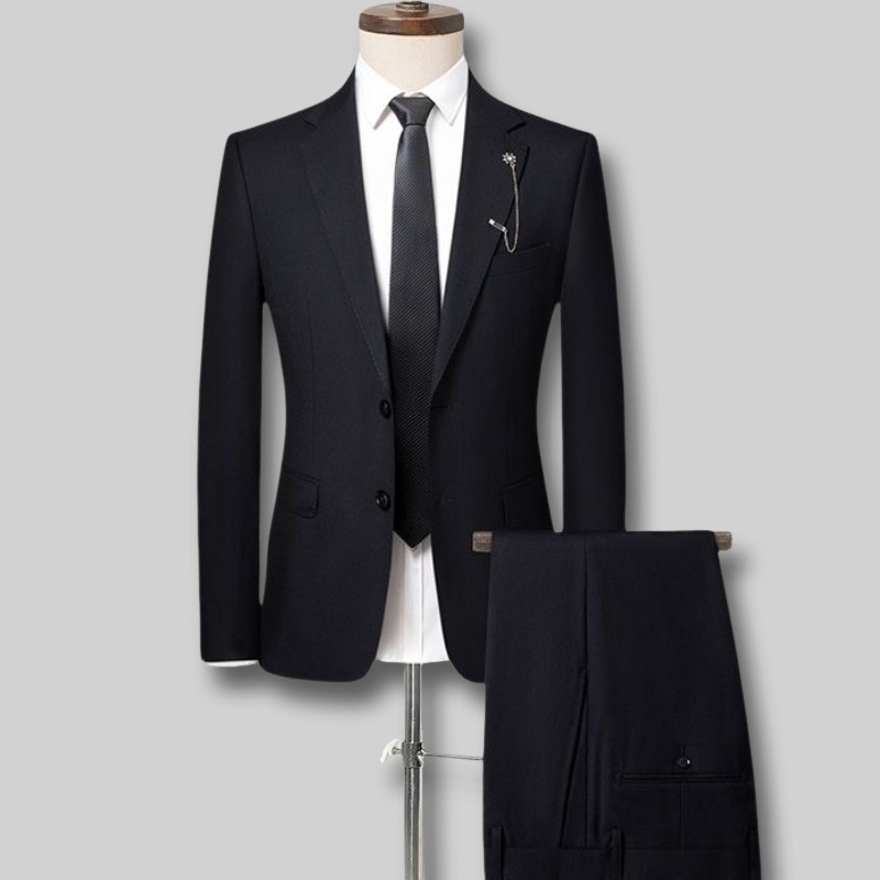 Y294-L 黒 新品 セットアップスーツ ウール50% 無地 シングル 上下セット フォーマル メンズ ビジネススーツ スラックス 春秋 快適拍卖