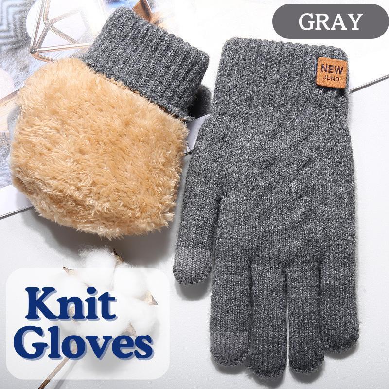 130H05 メンズ手袋 スマホ対応 裏起毛 ニット 防寒 通勤 通学 グレー拍卖