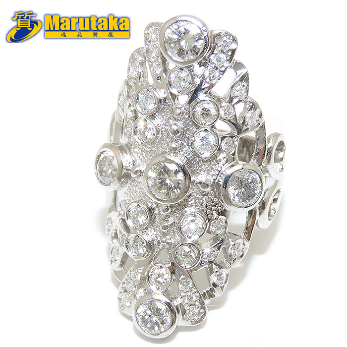 ダイヤモンド リング 13号 鑑別書 2.23ct Pt900 20.0g プラチナ レディース 指輪 ゴージャス 豪華 Diamond Ring スカシ拍卖