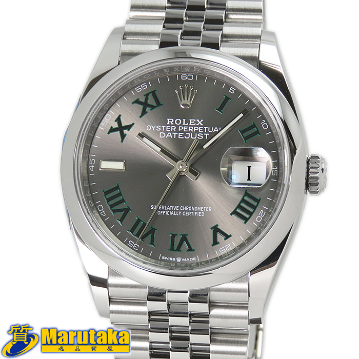 【ロレックス】デイトジャスト 126200 スレート ローマン ランダムシリアル 36mm ジュビリーブレスOH済 箱 保証書付 SS 自動巻 ROLEX 中古拍卖