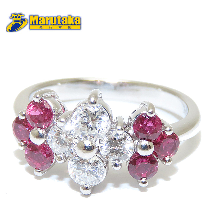 ルビー ダイヤモンド リング 10号 Pt900 鑑別書 0.81ct 0.57ct 5.0g 指輪 逸品質屋 丸高 尼崎市 レッド 赤 Ruby Diamond拍卖